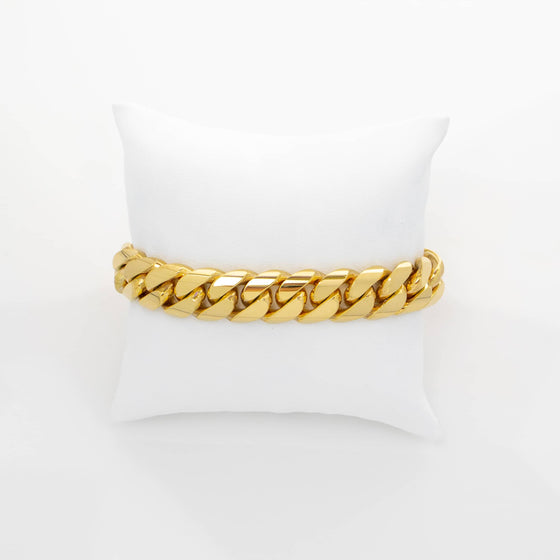 Cuban Link Bracelet Solid Gold-3mm | GOLDZENN- Link chain closer view
