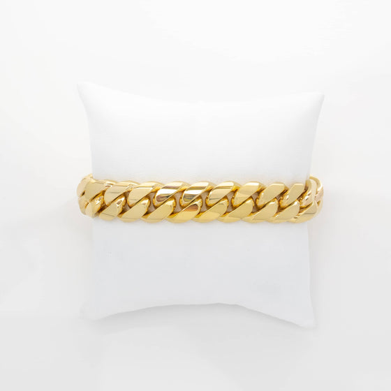 Solid Gold Cuban Link Bracelet-14mm | GOLDZENN Jewelry- Link chain view