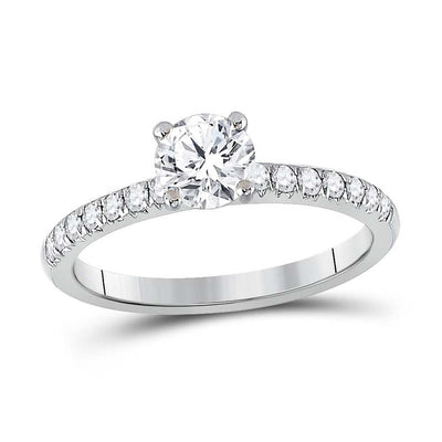 Round Solitaire Ring- 1.0CTW Diamond Bridal Engagement Ring - 14k Gold- Ring detail.