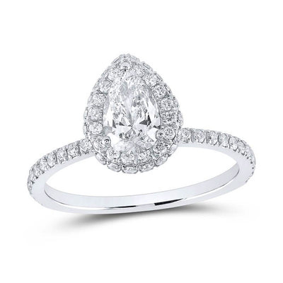 Pear Diamond Engagement Ring - 14k Gold| GOLDZENN(Ring detail in white gold.)