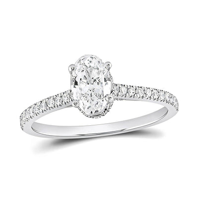 Oval Solitaire Engagement Ring in 1.0CTW Diamond  - 14k Gold-Ring detail.