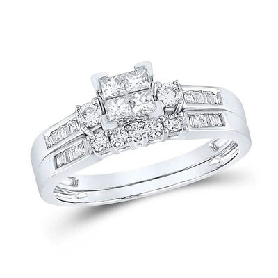 Princess Cut Wedding Ring-1.0CTW Square Diamond- 10k Gold| GOLDZENN- Ring in white gold detail.