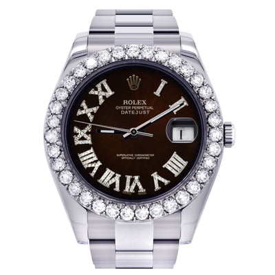 Rolex Datejust II 41mm - Black Chocolate Dial Oyster Band | GOLDZENN-Showing the watch detail.
