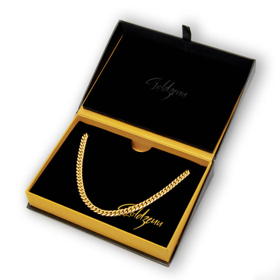 5mm - Cuban Link Box Lock - 14k Solid Gold| GOLDZENN Jewelry- In a box detail
