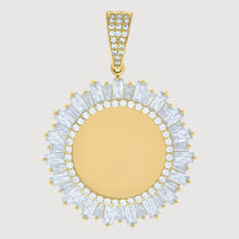  alt=" Elevate your style with a luxurious 10k gold picture pendant. Showcase cherished memories in a stunning baguette frame by Goldzenn. "