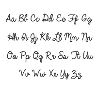 Cursive uppercase and lowercase alphabet A-Z in black on white, arranged in five rows—ideal for designing a Custom Name Pendant Chain - 14k Solid Gold.