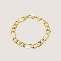 The Gold Figaro Bracelet - 6.5 mm features large oval links and a lobster clasp in classic Italian style, crafted from 14k gold and displayed on a plain light background.