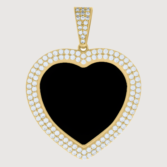 alt=" Discover elegance with our Heart Frame Picture Pendant in 10k gold. Insert a cherished photo for a personal touch to this timeless jewelry piece. "