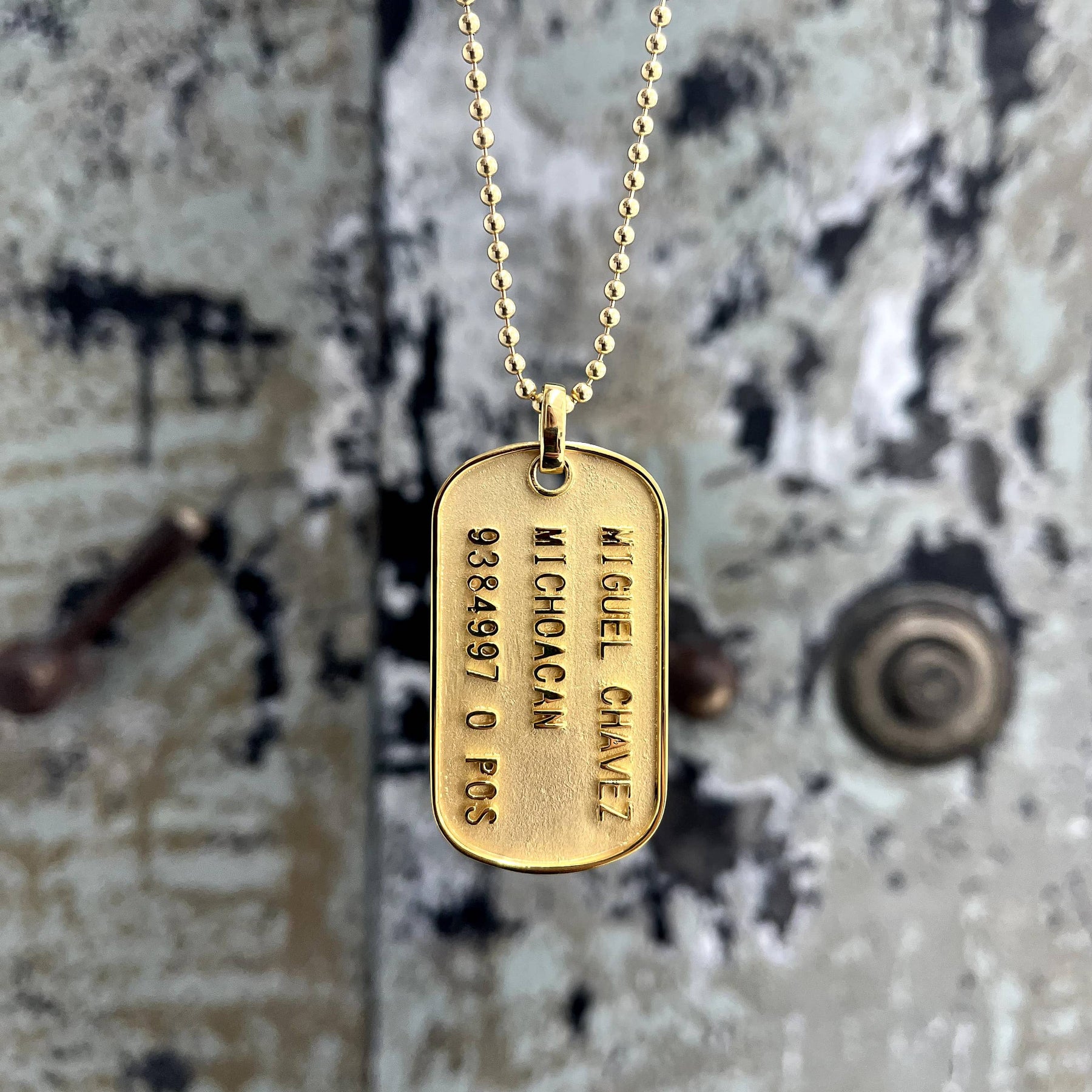 Mini Dog Tag Pendant For Men 14K Solid Gold Tag Pendant Punk Style without  chain