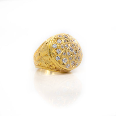 Round Cluster Ring in Solid Gold| GOLDZENN(Ring detail.)