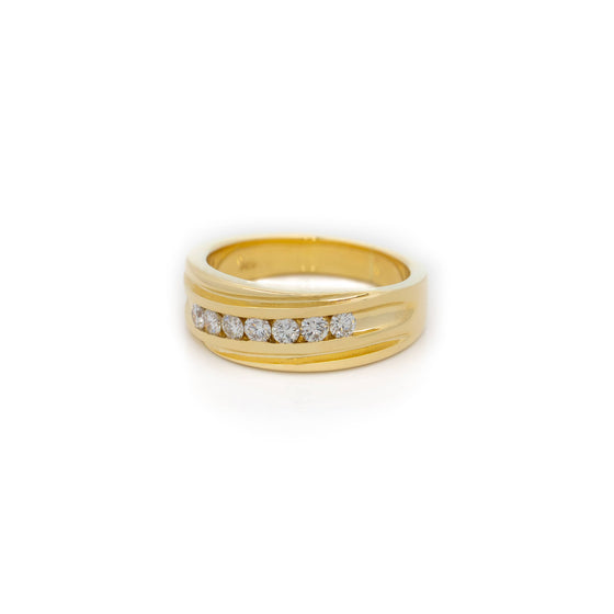 Multi-Stone Diamond Wedding Ring - 14k Yellow Gold