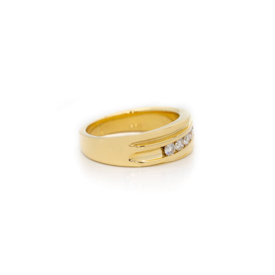 Multi-Stone Diamond Wedding Ring - 14k Yellow Gold