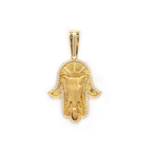  Hamsa Hand Pendant - 10k Solid Gold| GOLDZENN- Showing the pendant's full detail.