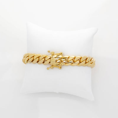 Solid Gold Cuban Link Bracelet- 11mm | GOLDZENN- Box lock and chain view