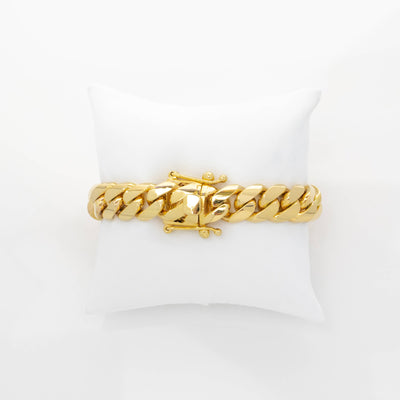Cuban Link Bracelet Solid Gold-3mm | GOLDZENN- Box lock and link chain view