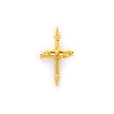 Solid Gold Cross Pendant| GOLDZENN- Showing the pendant's full detail.