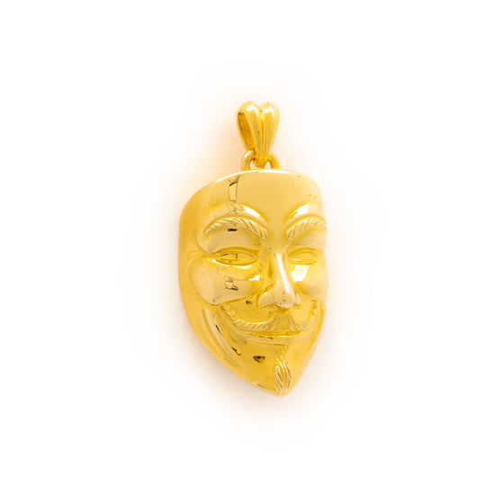 Mask Pendant in Solid Gold| GOLDZENN- Showing the other side view detail of the pendant. 