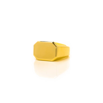 Octagon Signet Ring in Solid Gold| GOLDZENN(Ring front side view detail).