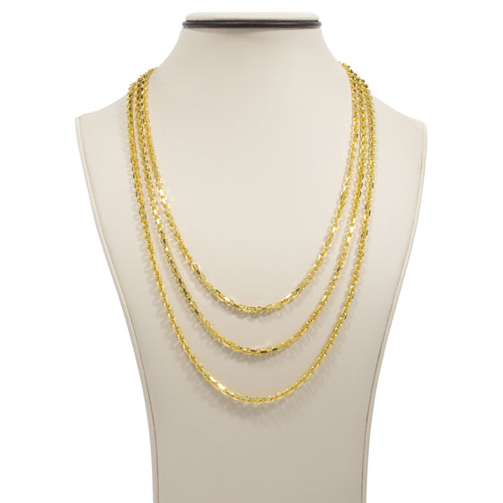 Link Cable Chain- 3.5mm-  Solid Yellow Gold| GOLDZENN- Full chain detail in 3 length variations.