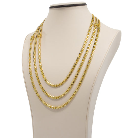 6mm Cuban Link Chain Box Lock - Solid Gold | GOLDZENN Jewelry- Chain detail in 3 length variations.