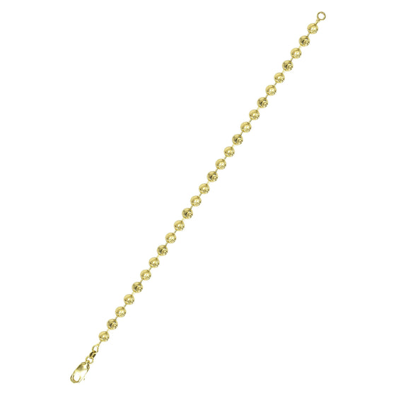 5mm - Moon Cut Bead Bracelet - Solid Yellow Gold