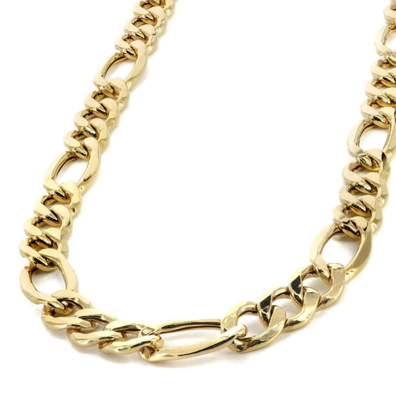 Figaro Link Chain- Solid Yellow Gold- 3mm - GOLDZENN- Closer detail of the chain.