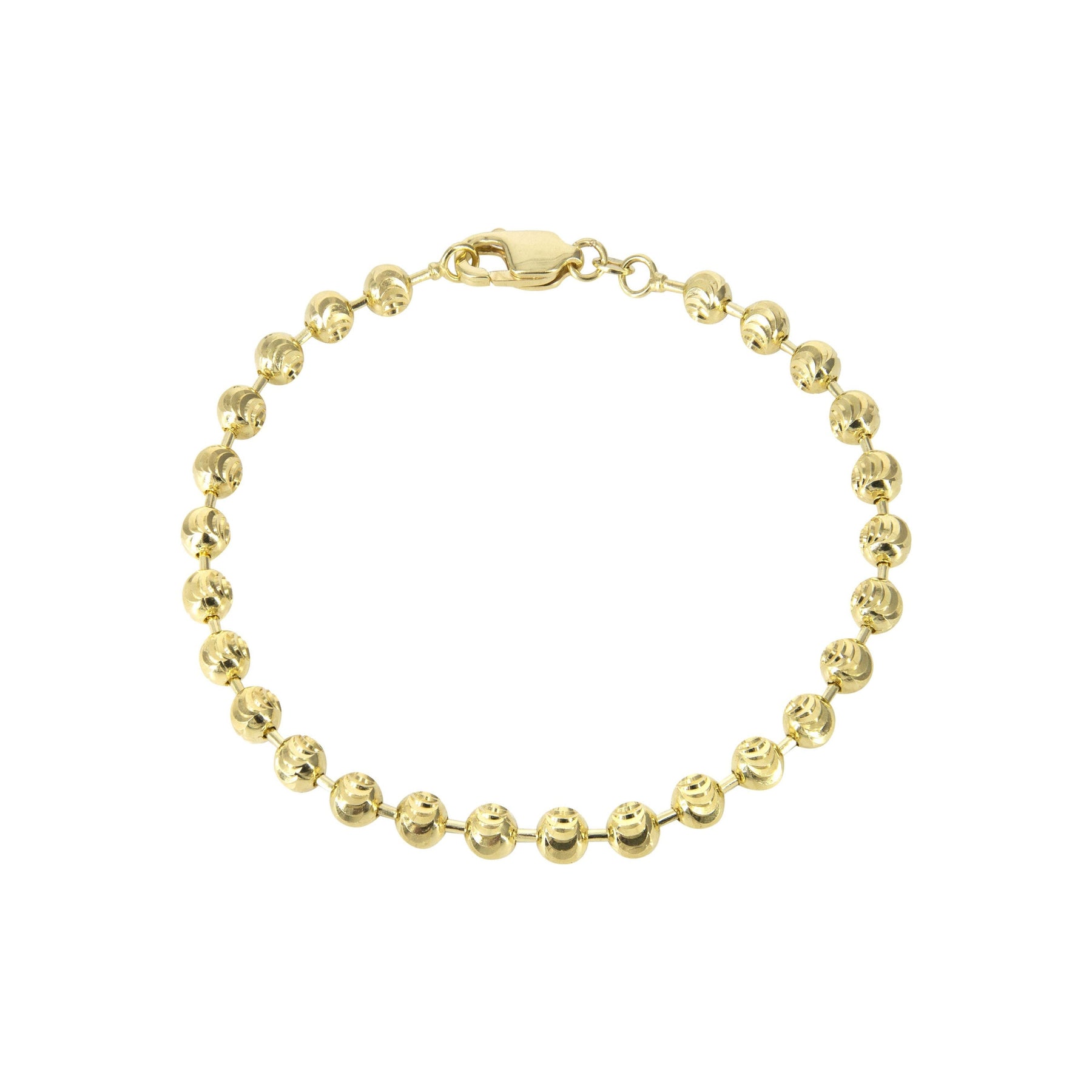 18K White Gold Bead Bracelet - Women and Men's Bracelet - 5mm 8 Inches / White