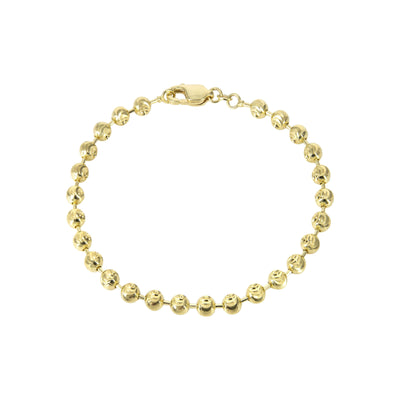 Gold Bead Bracelet - 5mm - Moon Cut | GOLDZENN- Full detail of the bracelet.