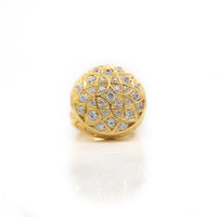 The Round Cluster Ring in Solid Gold features dazzling round-cut stones, sparkling with timeless elegance.