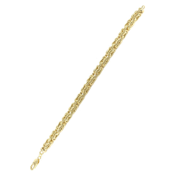 Byzantine Chain Bracelet- 4.5mm- 10k Semi Solid Gold| GOLDZENN- Showing the bracelet's side view detail.