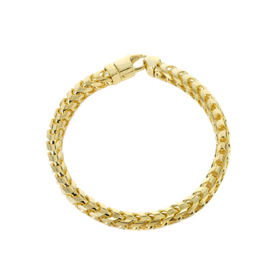 6mm Franco Bracelet - Solid Gold| GOLDZENN- Showing the bracelet's full detail.
