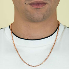  Barrel Link Gold Crystal Chain - 3mm - 14k Rose Gold Bonded| GOLDZENN- Chain view while a model wearing it.