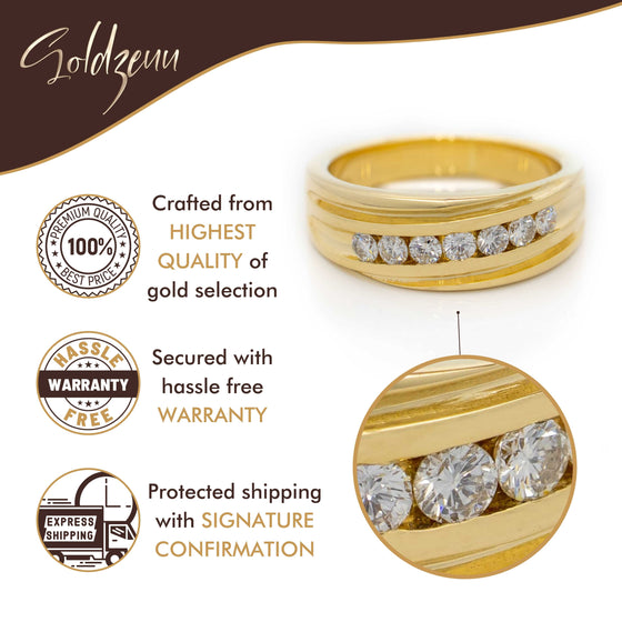 Multi Stone Diamond Wedding Ring in Solid Gold| GOLDZENN (Features of the ring.)