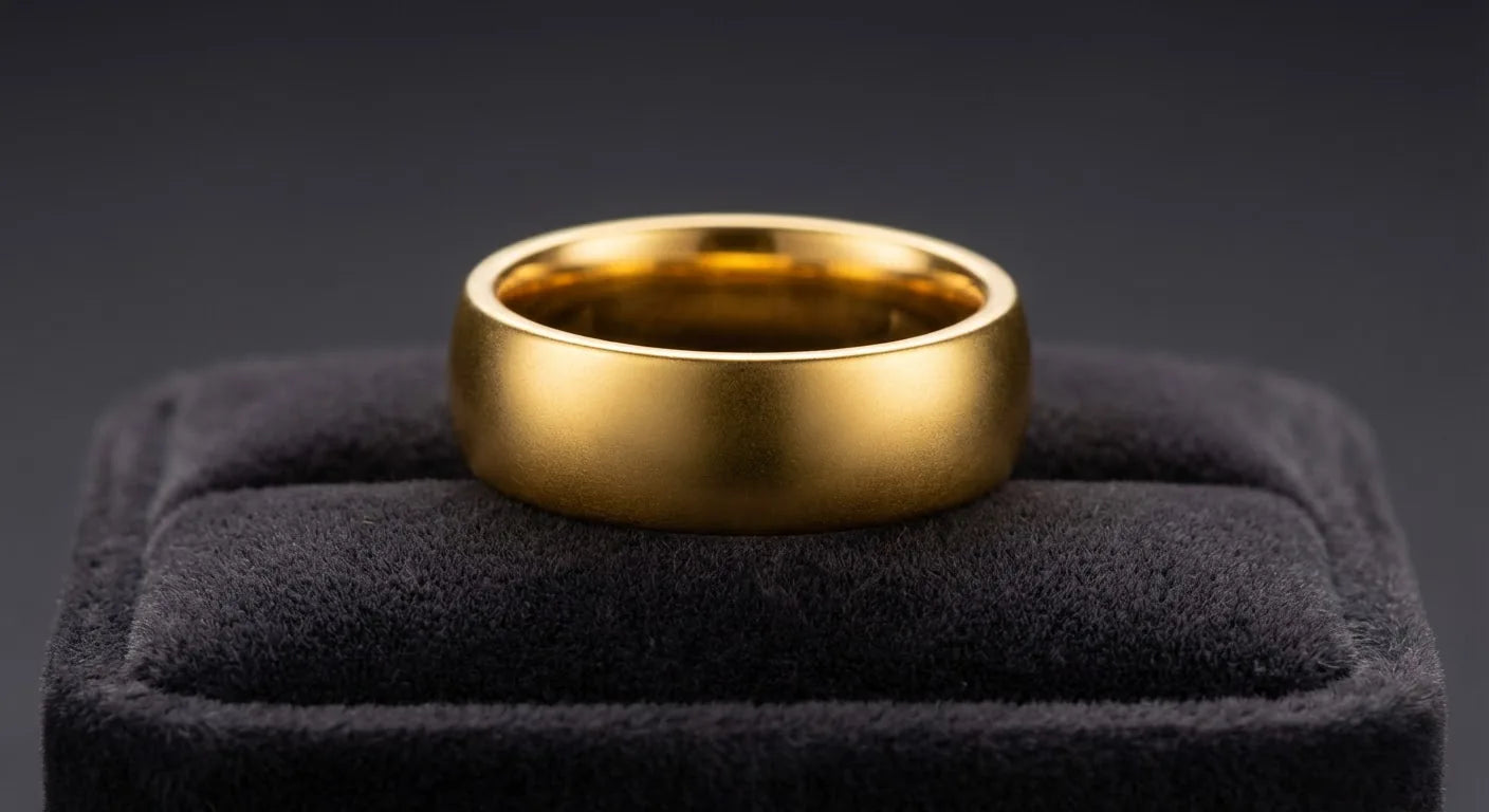 24K gold ring close-up showing the deep yellow color of 99.9% pure gold