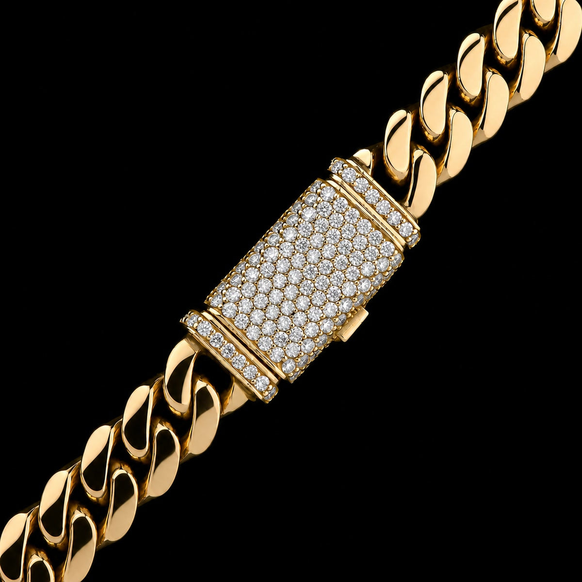 GOLDZENN lab grown diamond sleek lock, fully pave set, in solid gold