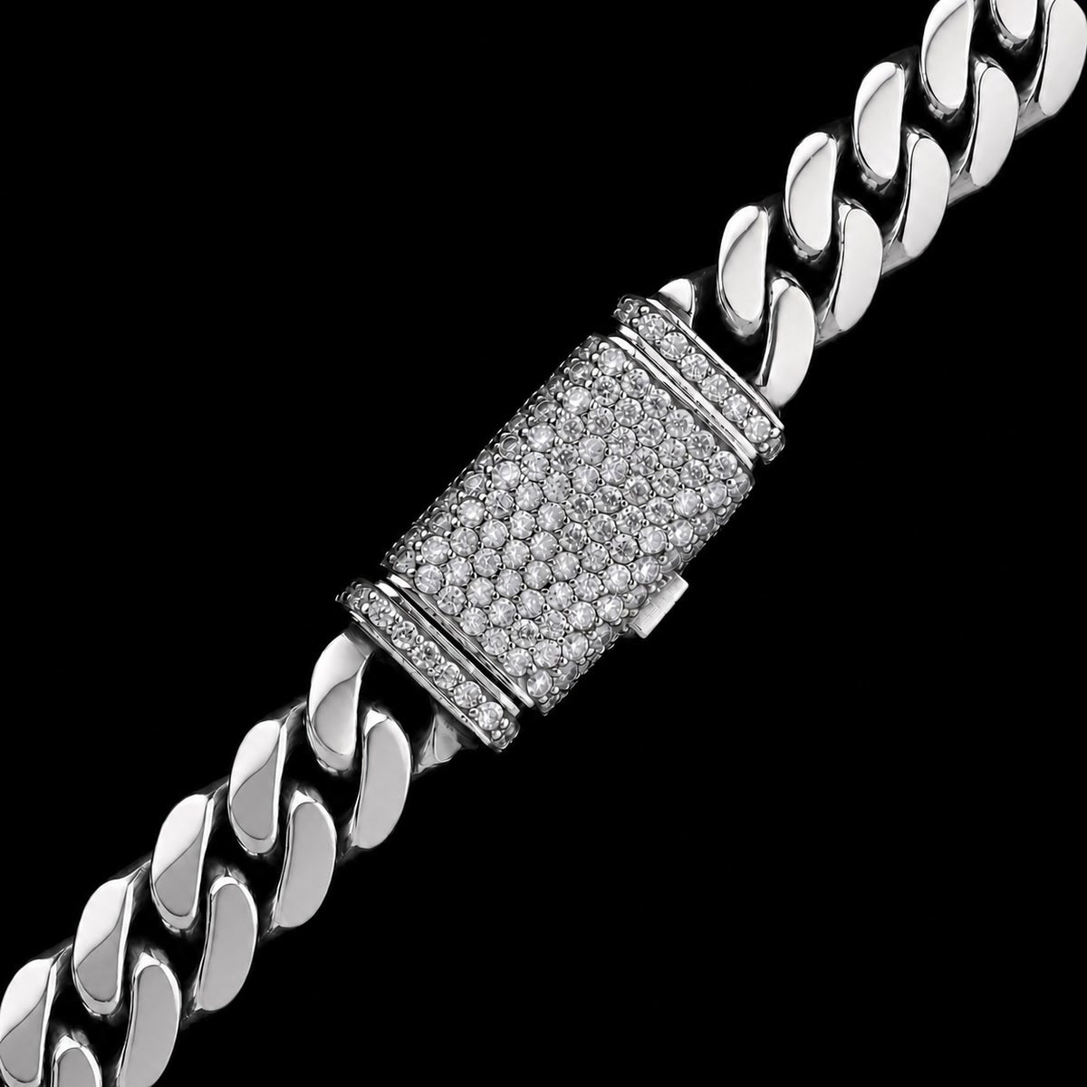 GOLDZENN lab grown diamond sleek lock, fully pave set, in 950 silver