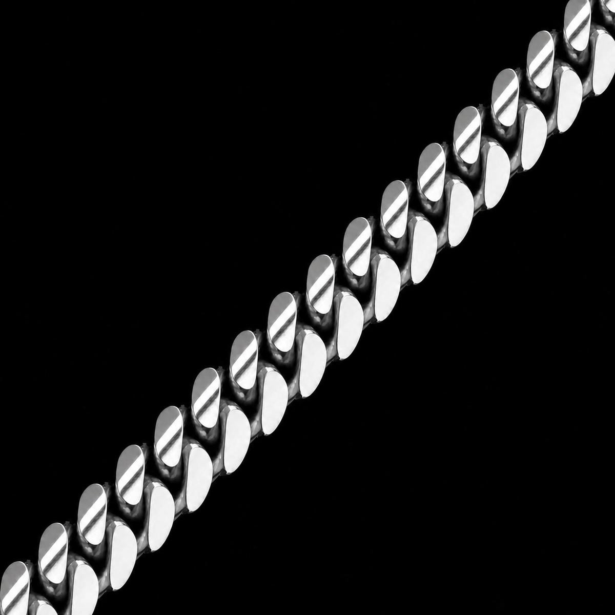 GOLDZENN Infinity closure: a continuous 950 silver Cuban link chain with no clasp