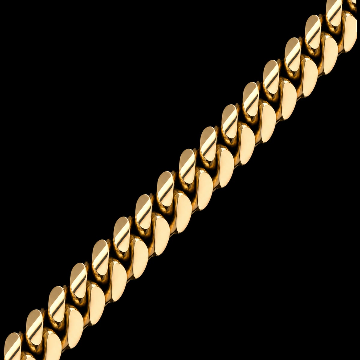 GOLDZENN Infinity closure: a continuous solid gold Cuban link chain with no clasp